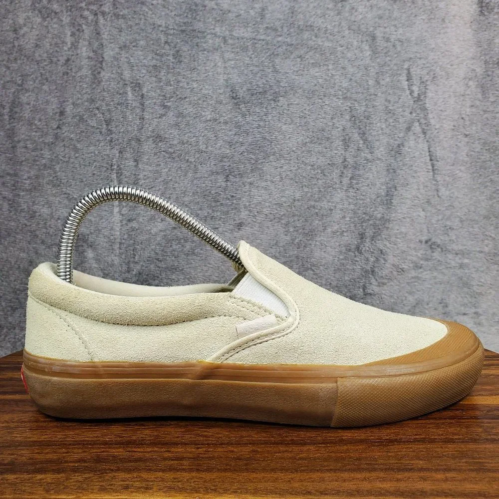 Vans Ultracush Shoes Men's 7.5 Marshmallow Gum Suede Slip On Skate Pro Sneakers